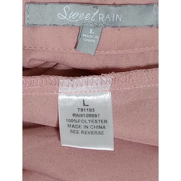 𝅺SWEET Rain Work BLOUSE Antique Rose Pink Navy Cream Top - Picture 7 of 8